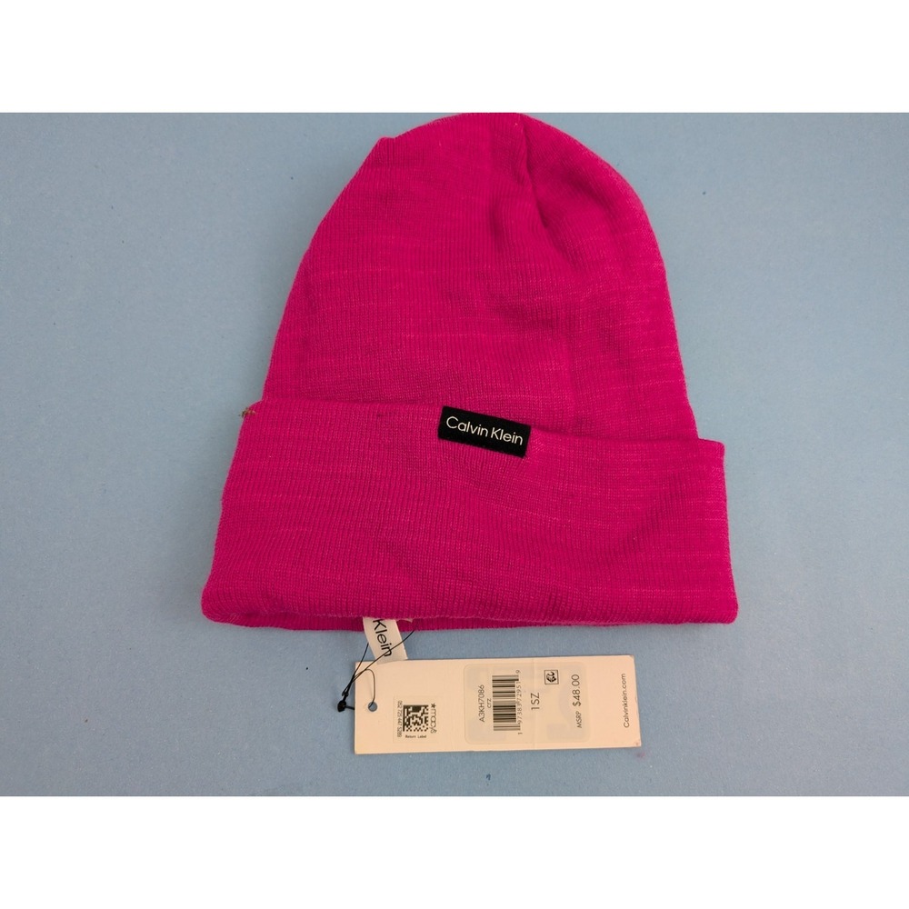 Calvin Klein Women Pink Acrylic Beanie Winter Hat NWT A3KH7086